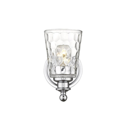 Silver Metal and Pebbled Glass Wall Light HomeRoots