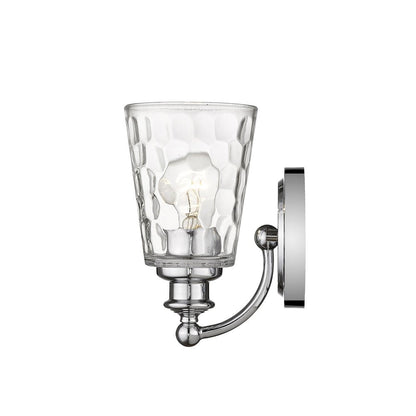 Silver Metal and Pebbled Glass Wall Light HomeRoots