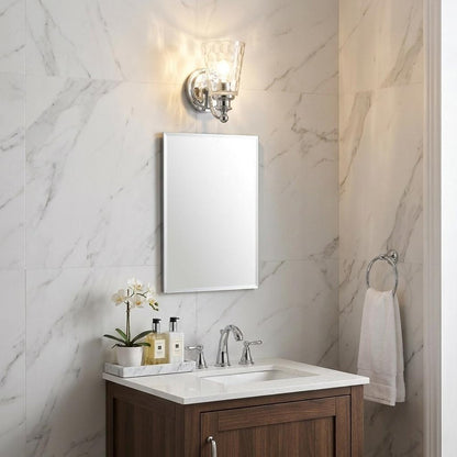 Silver Metal and Pebbled Glass Wall Light HomeRoots