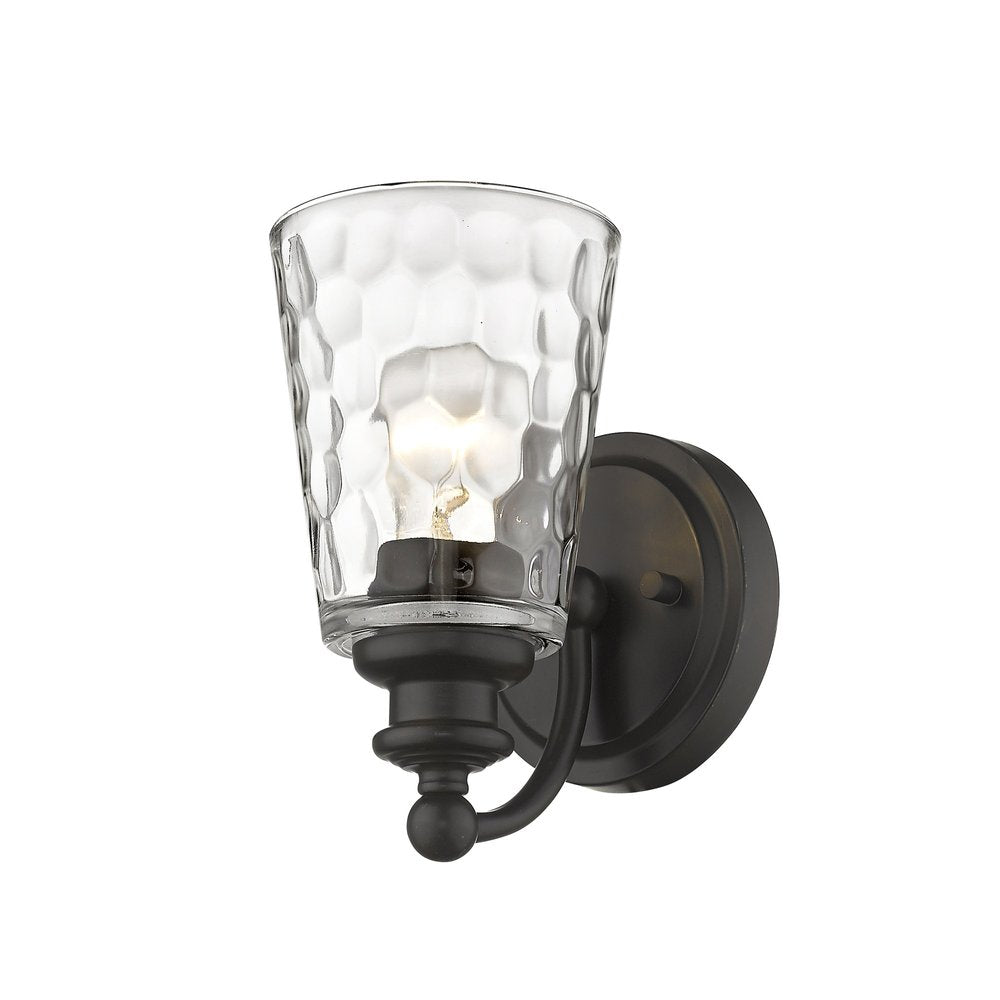 Bronze Metal and Pebbled Glass Wall Light HomeRoots