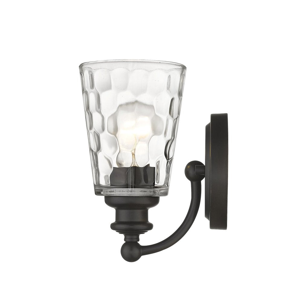 Bronze Metal and Pebbled Glass Wall Light HomeRoots