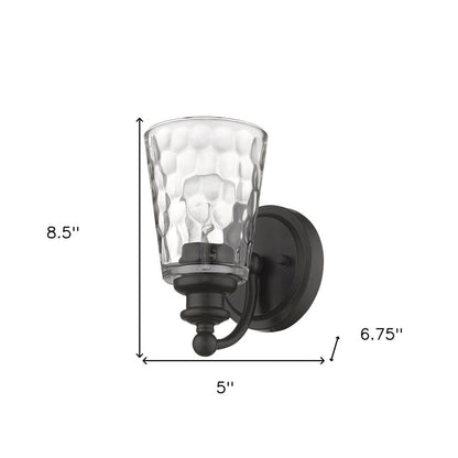 Bronze Metal and Pebbled Glass Wall Light HomeRoots