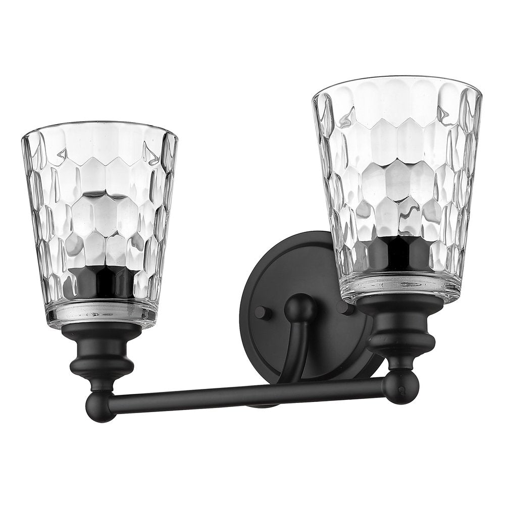 9" Black And Clear Metal and Glass Vanity Flush Mounted Sconce HomeRoots