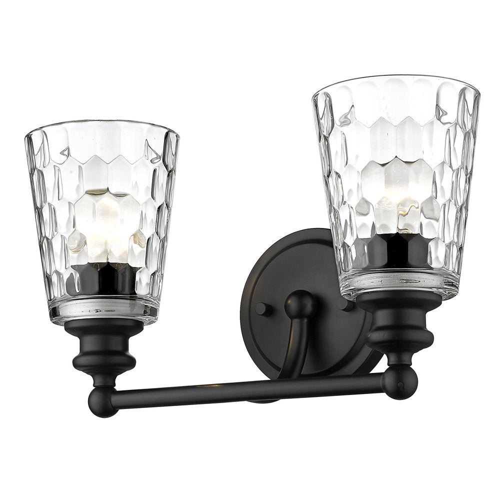 9" Black And Clear Metal and Glass Vanity Flush Mounted Sconce HomeRoots