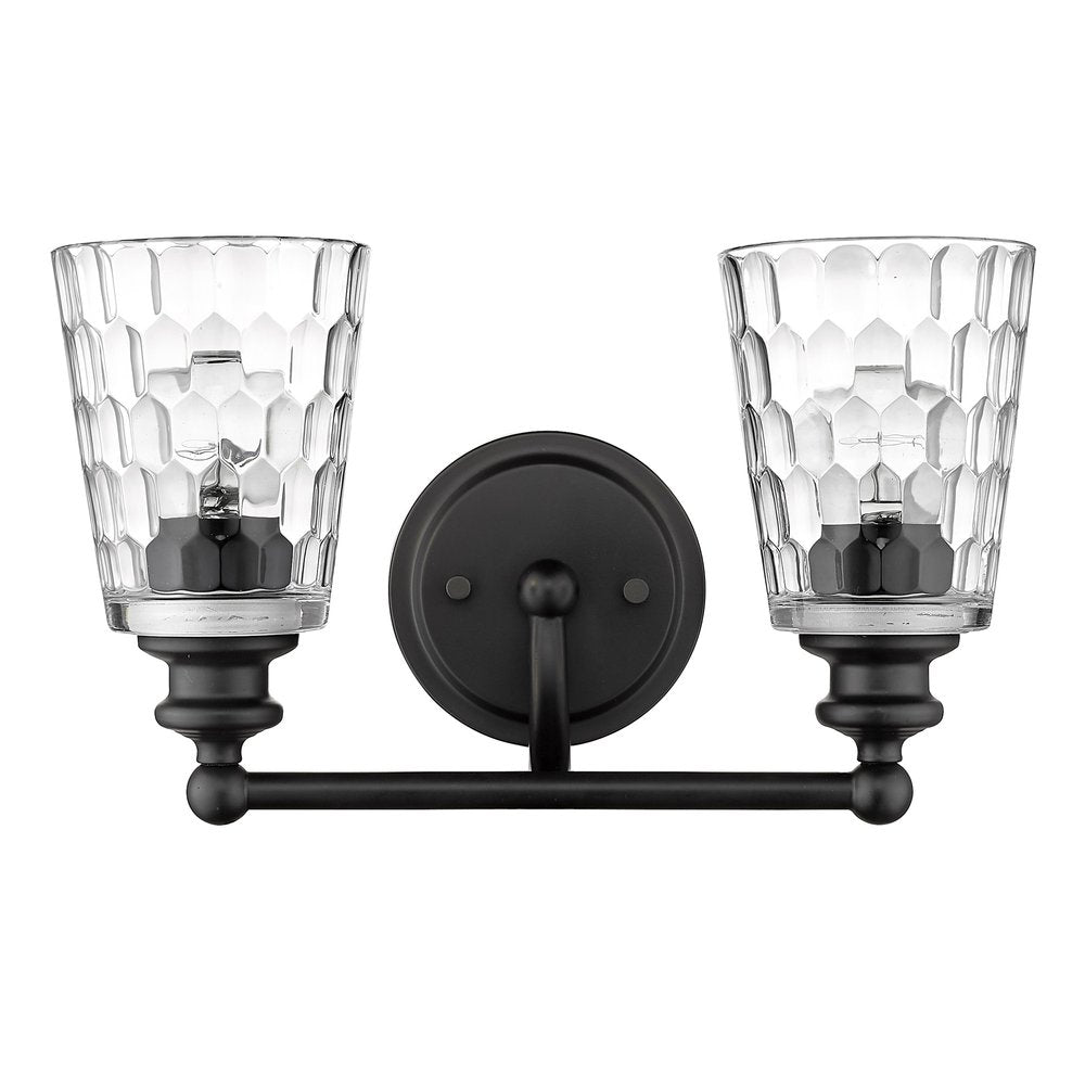 9" Black And Clear Metal and Glass Vanity Flush Mounted Sconce HomeRoots