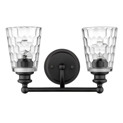 9" Black And Clear Metal and Glass Vanity Flush Mounted Sconce HomeRoots