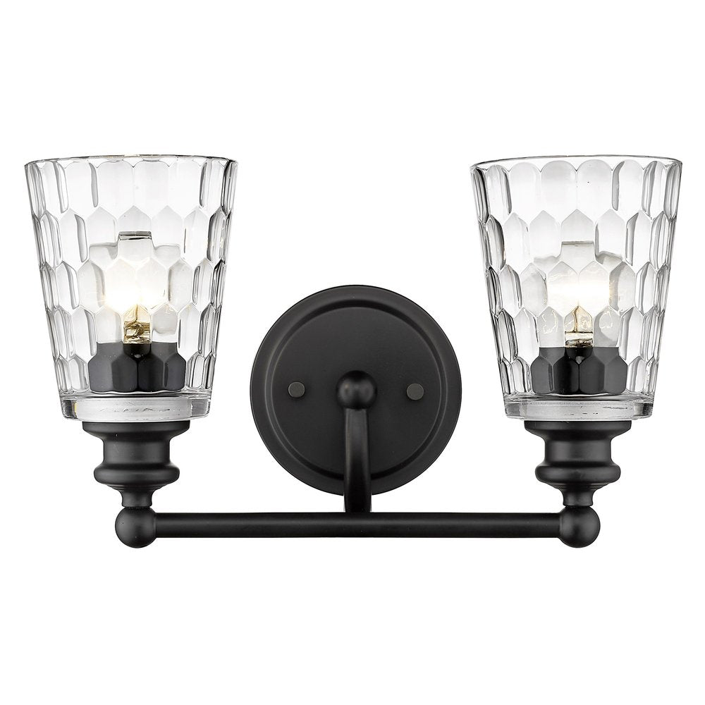 9" Black And Clear Metal and Glass Vanity Flush Mounted Sconce HomeRoots