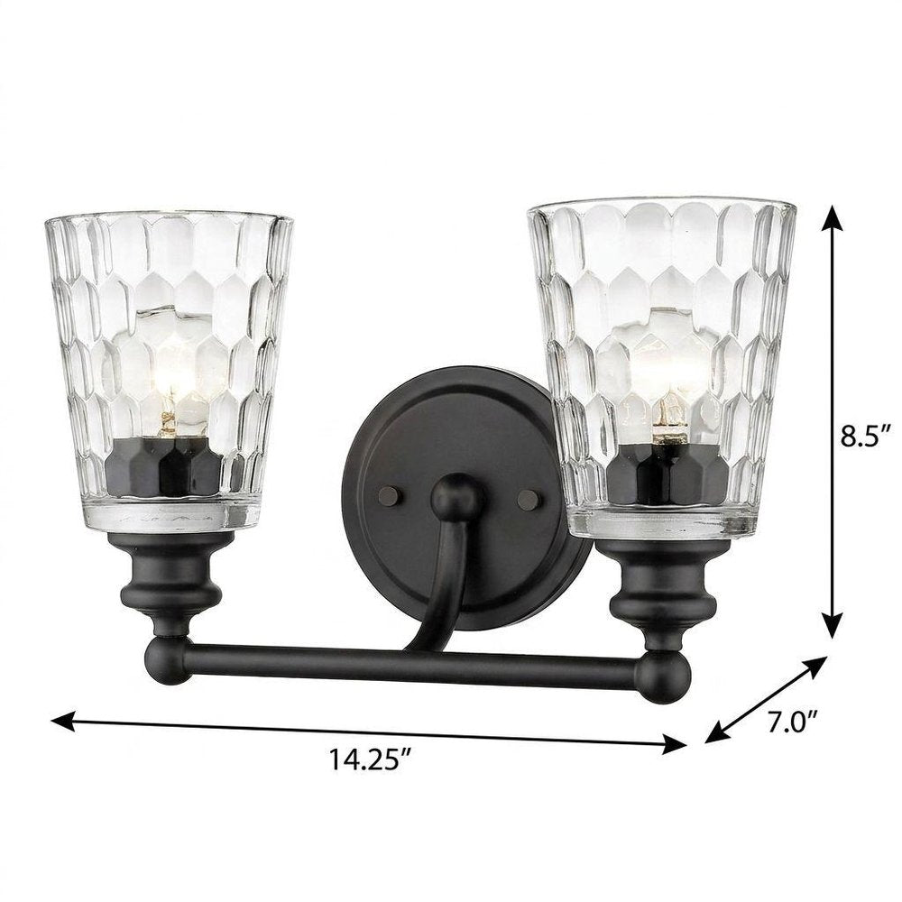 9" Black And Clear Metal and Glass Vanity Flush Mounted Sconce HomeRoots