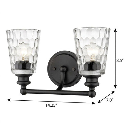 9" Black And Clear Metal and Glass Vanity Flush Mounted Sconce HomeRoots