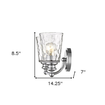 9" Silver And Clear Metal and Glass Vanity Flush Mounted Sconce HomeRoots