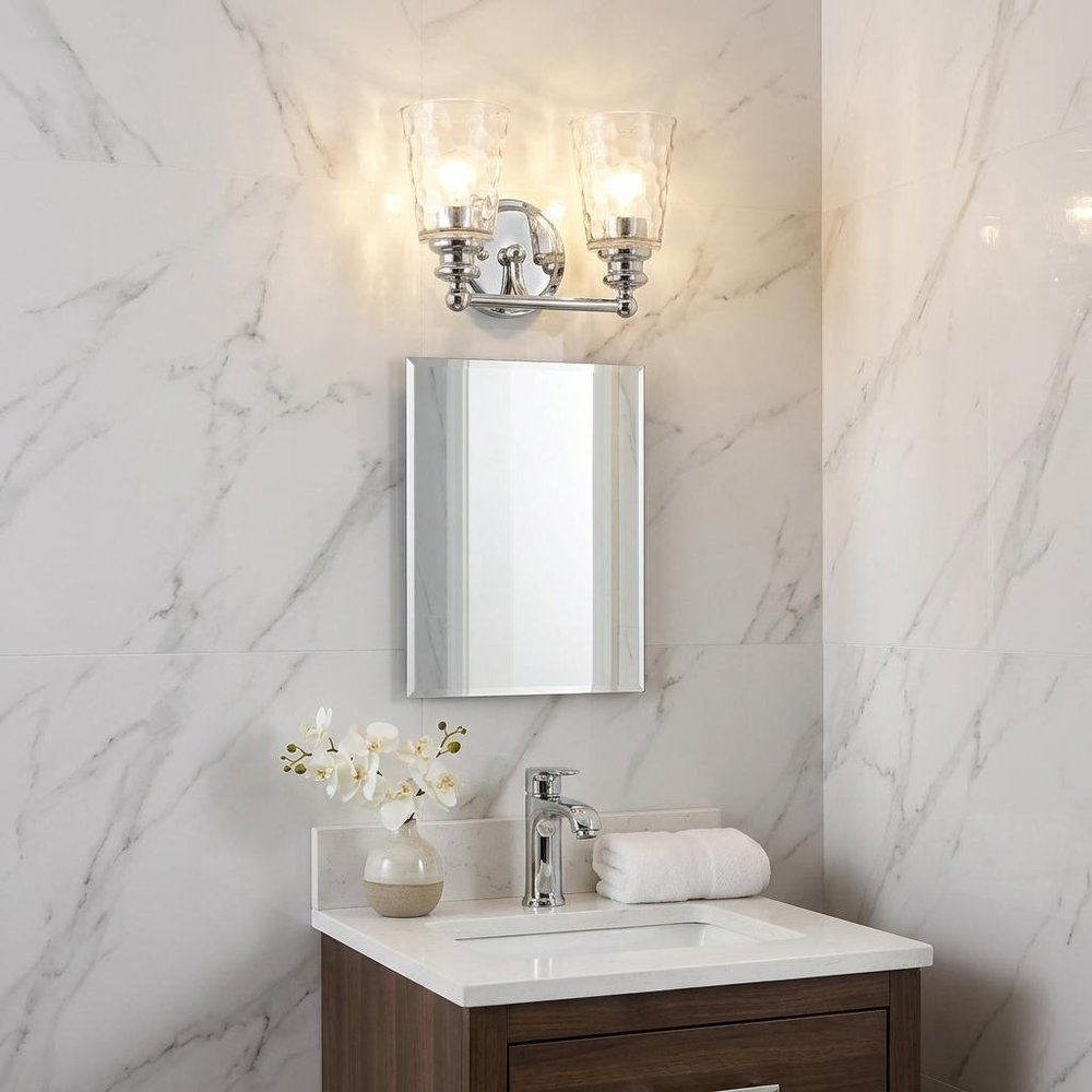 9" Silver And Clear Metal and Glass Vanity Flush Mounted Sconce — view 7