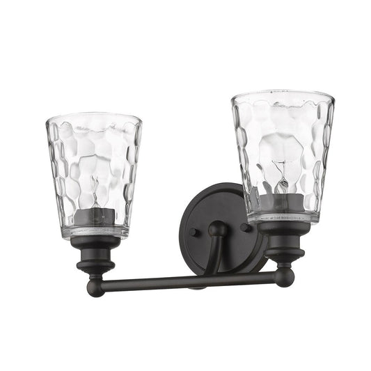 9" Black And Clear Metal and Glass Vanity Flush Mounted Sconce HomeRoots