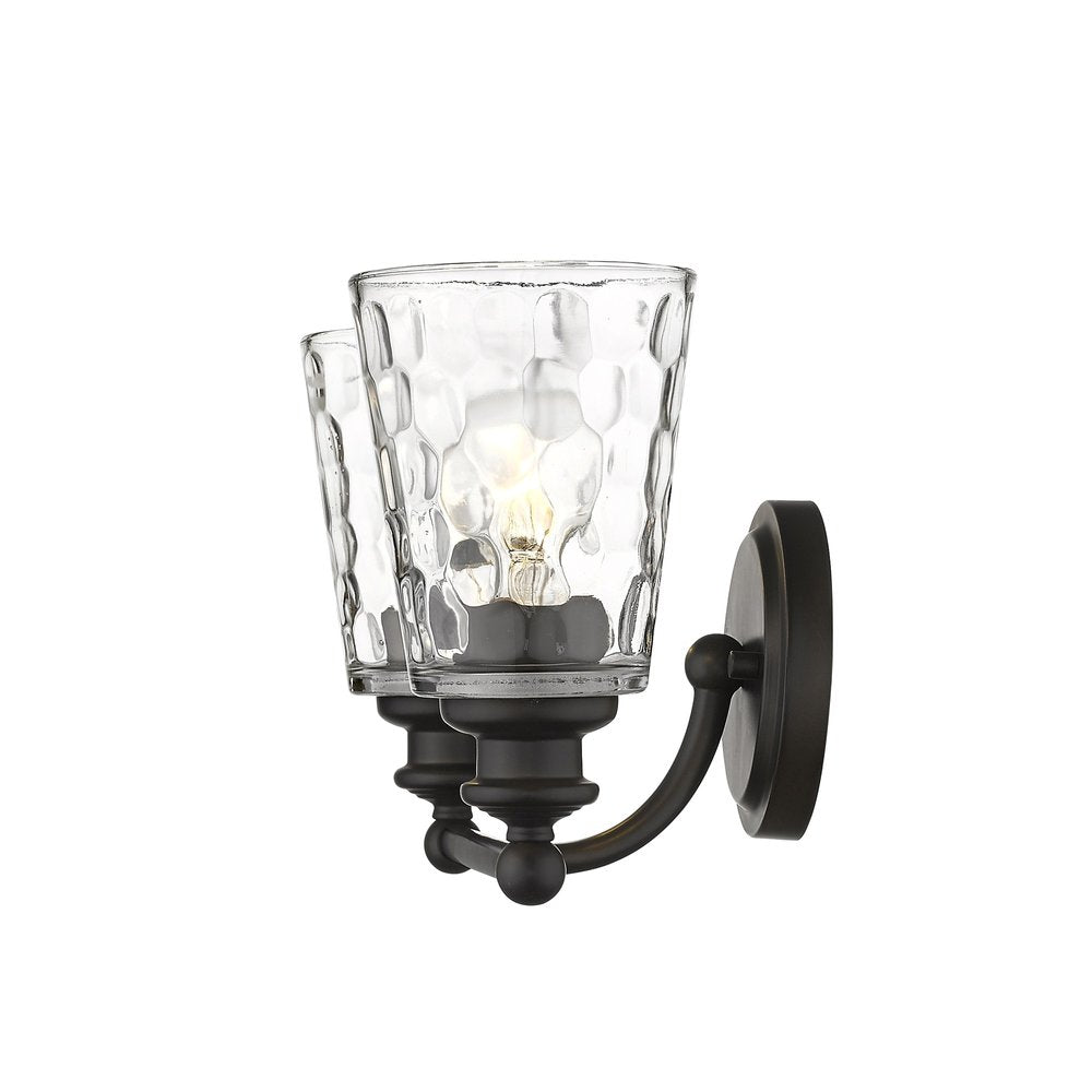 9" Black And Clear Metal and Glass Vanity Flush Mounted Sconce HomeRoots