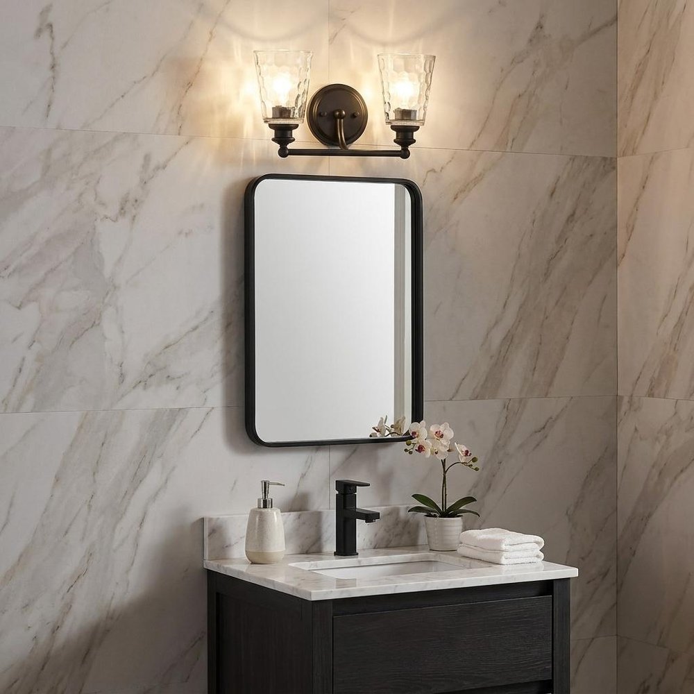 9" Black And Clear Metal and Glass Vanity Flush Mounted Sconce HomeRoots