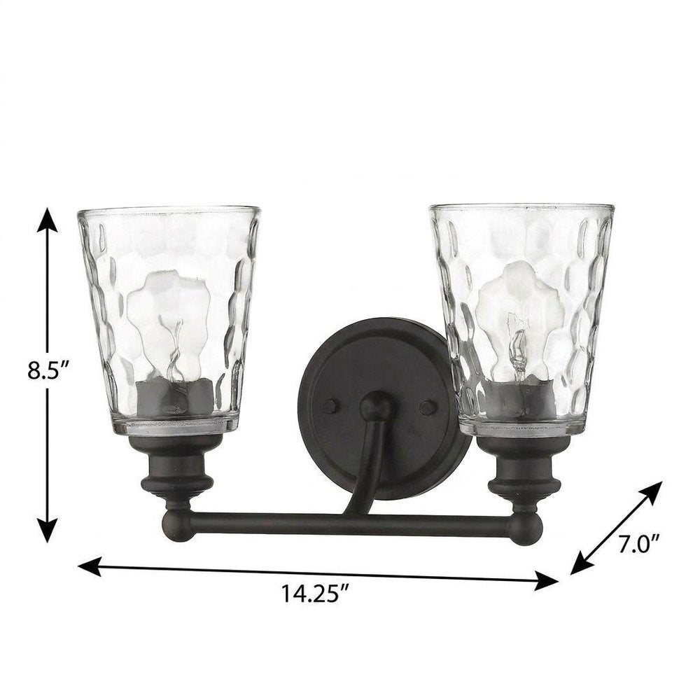 9" Black And Clear Metal and Glass Vanity Flush Mounted Sconce HomeRoots