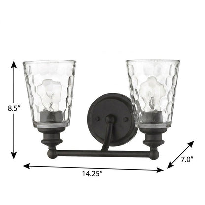 9" Black And Clear Metal and Glass Vanity Flush Mounted Sconce HomeRoots