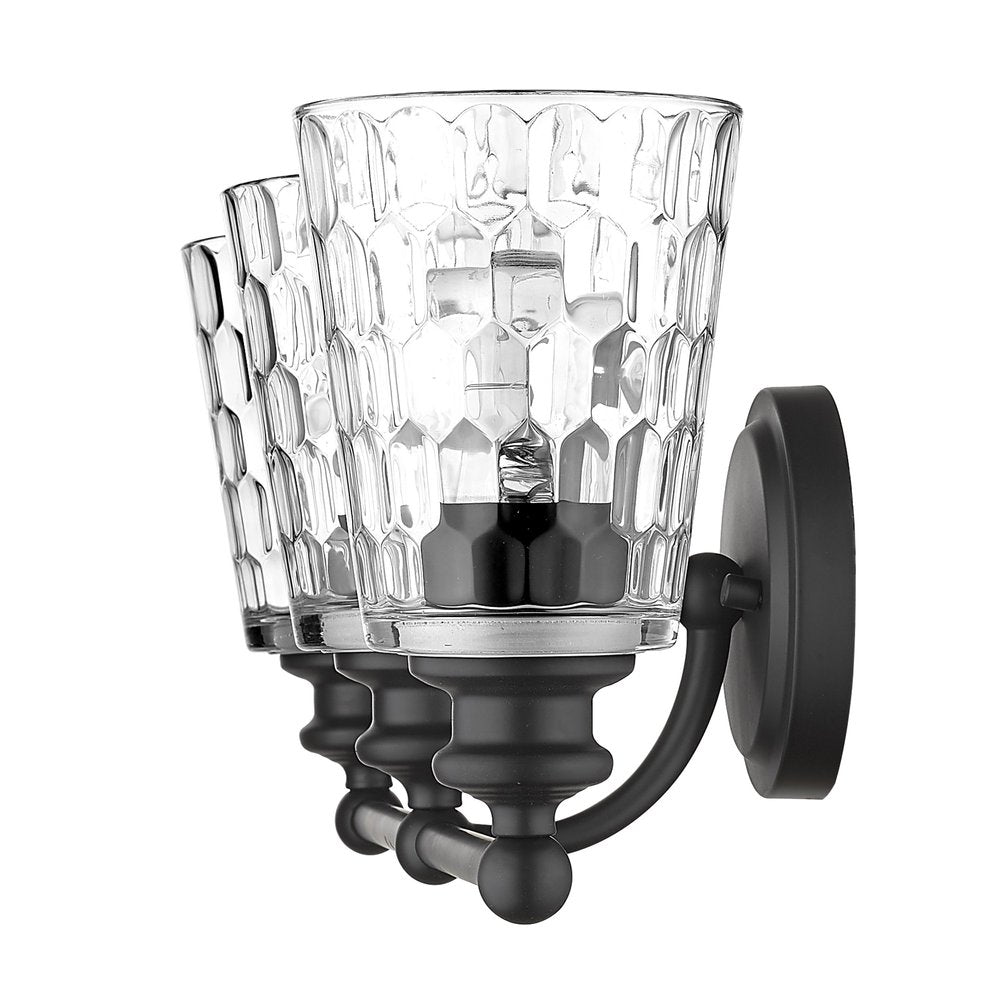 9" Black And Clear Metal and Glass Vanity Flush Mounted Sconce HomeRoots