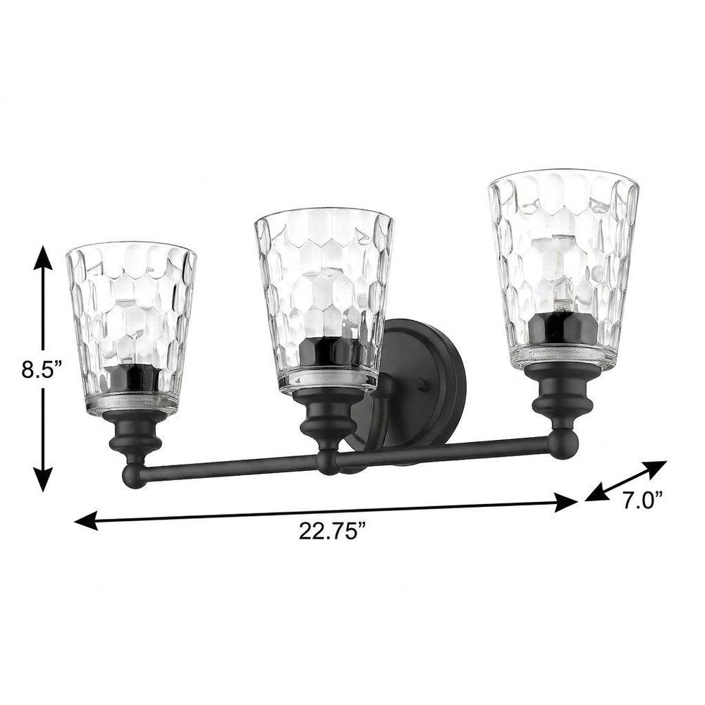 9" Black And Clear Metal and Glass Vanity Flush Mounted Sconce HomeRoots