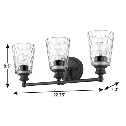 9" Black And Clear Metal and Glass Vanity Flush Mounted Sconce HomeRoots