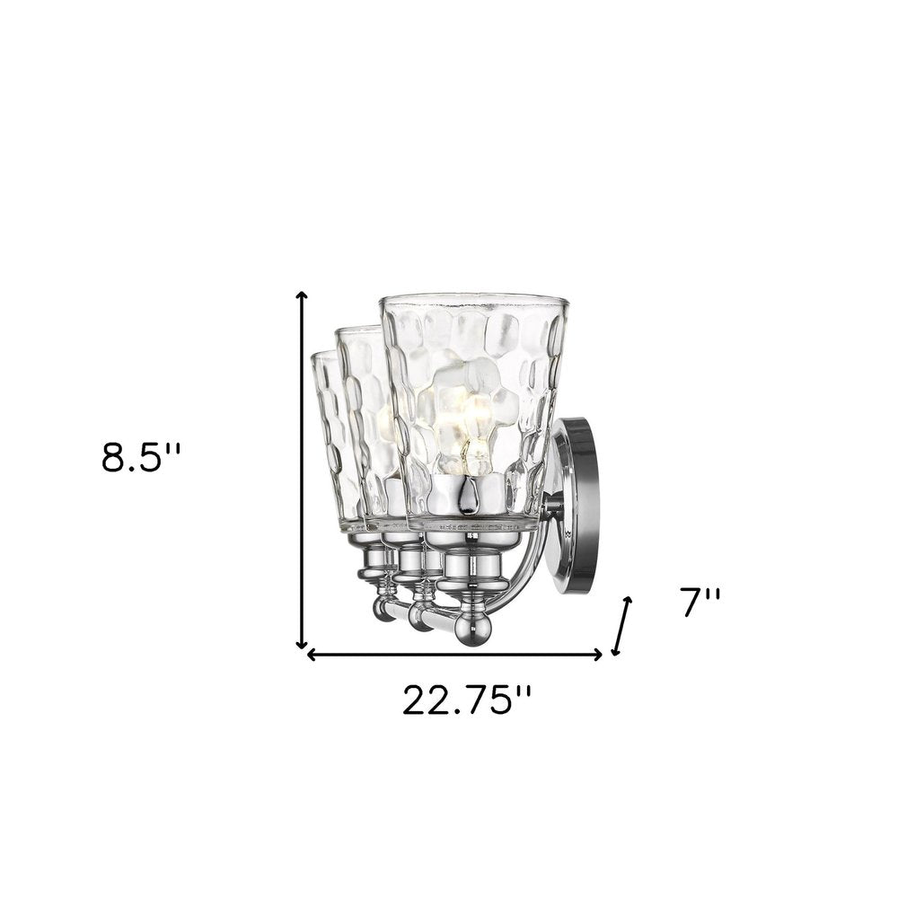 9" Silver And Clear Metal and Glass Vanity Flush Mounted Sconce HomeRoots