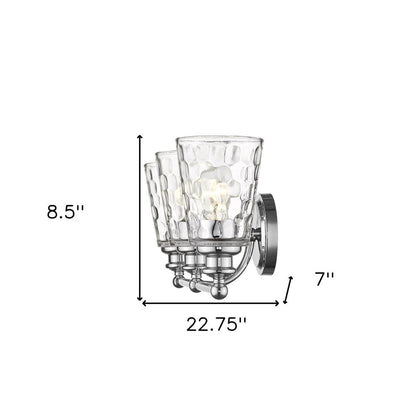 9" Silver And Clear Metal and Glass Vanity Flush Mounted Sconce HomeRoots