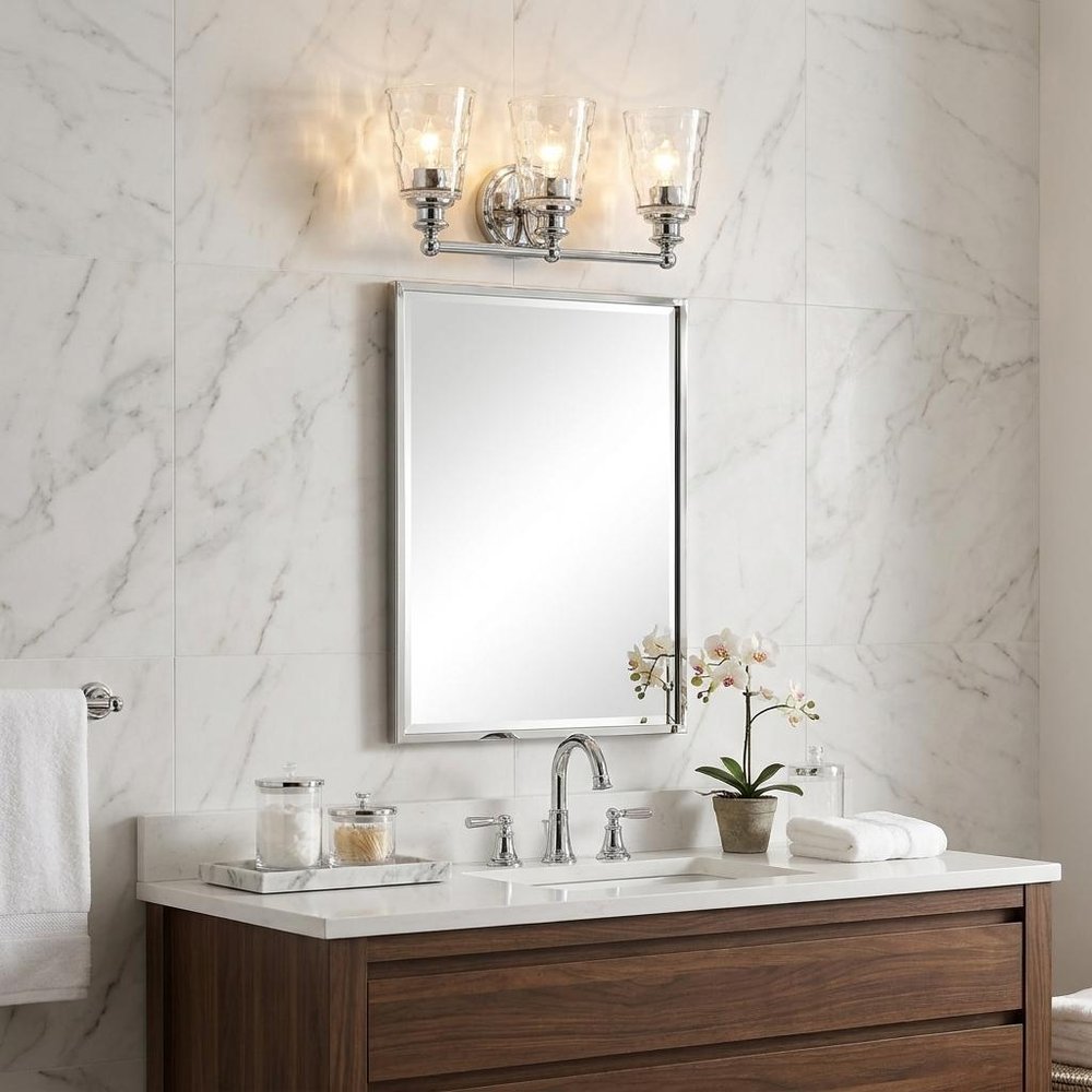 9" Silver And Clear Metal and Glass Vanity Flush Mounted Sconce — view 7