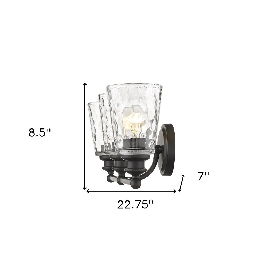 9" Black And Clear Metal and Glass Vanity Flush Mounted Sconce HomeRoots