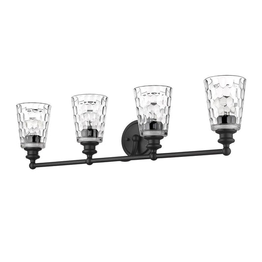9" Black And Clear Metal and Glass Vanity Flush Mounted Sconce HomeRoots