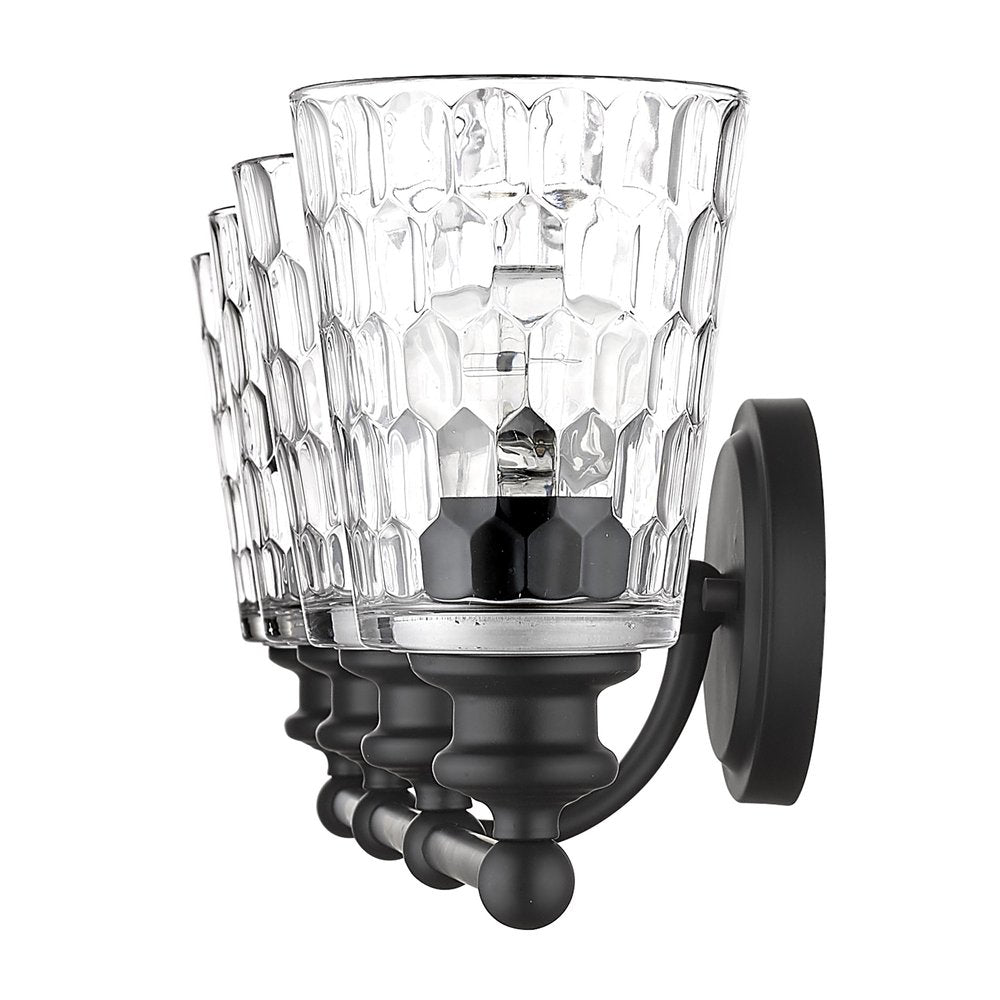 9" Black And Clear Metal and Glass Vanity Flush Mounted Sconce HomeRoots