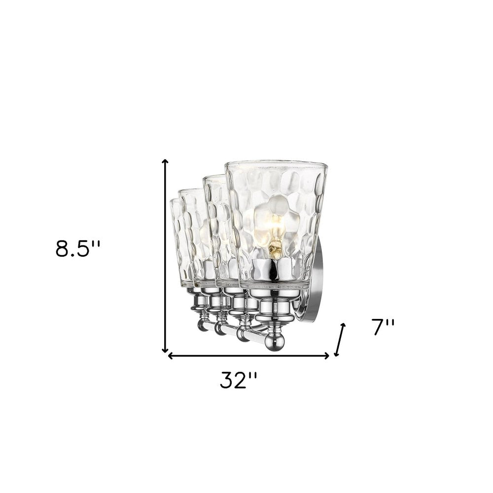 9" Silver And Clear Metal and Glass Vanity Flush Mounted Sconce HomeRoots