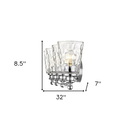 9" Silver And Clear Metal and Glass Vanity Flush Mounted Sconce HomeRoots