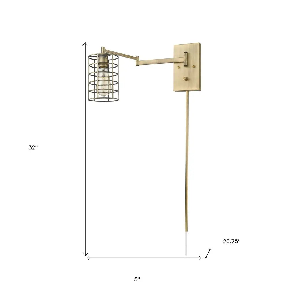 Industrial Gold Metal Wall Sconce HomeRoots