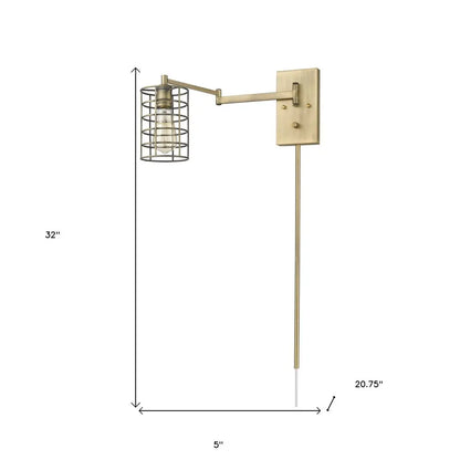 Industrial Gold Metal Wall Sconce HomeRoots