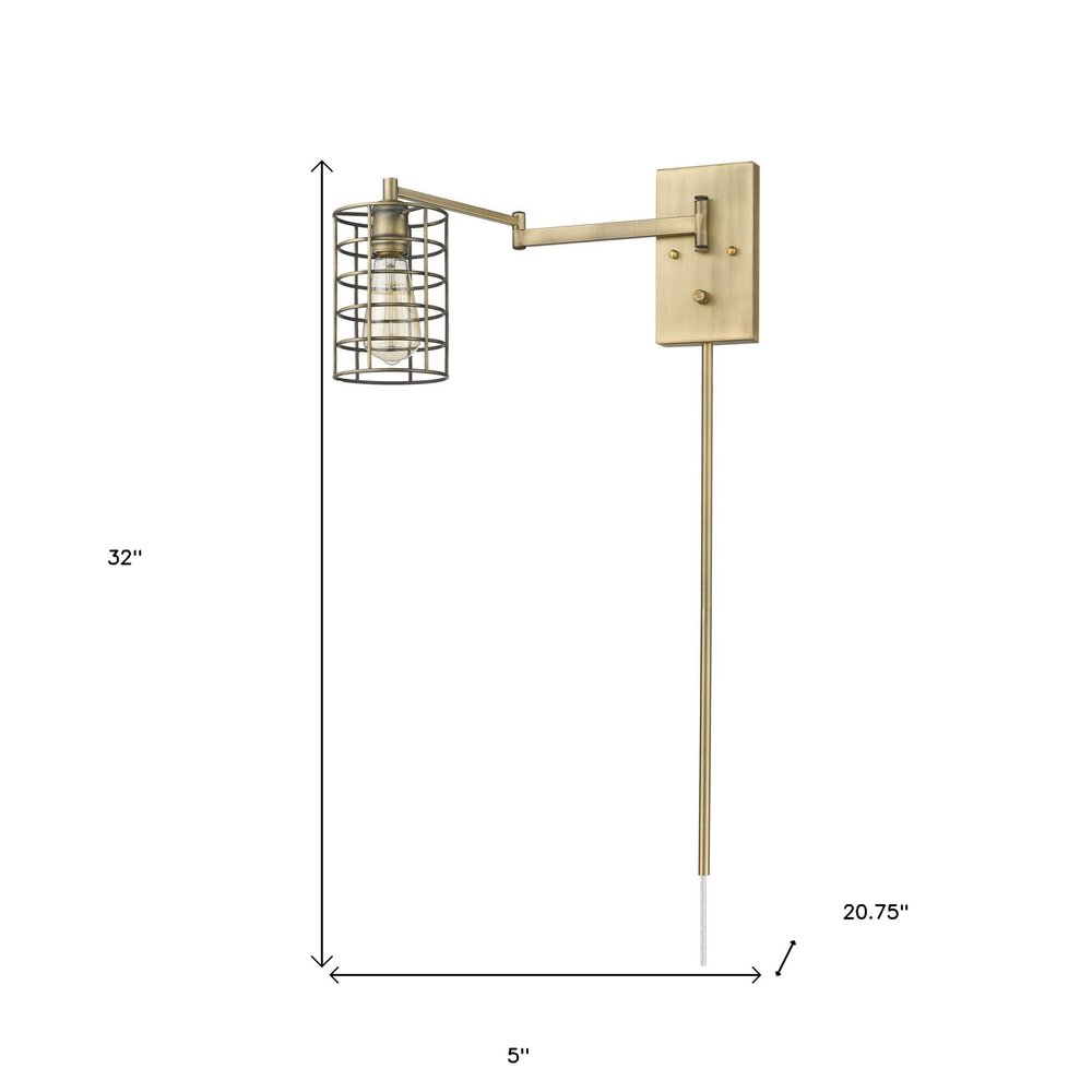 Industrial Gold Metal Wall Sconce — view 8