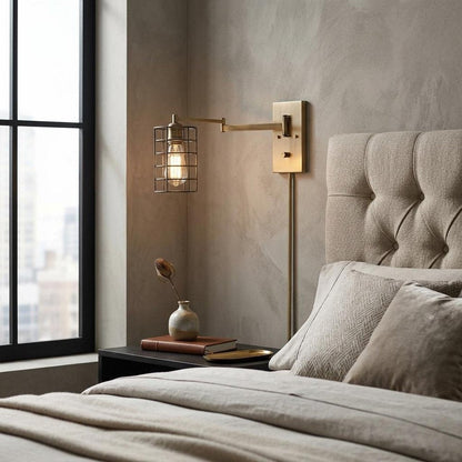 Industrial Gold Metal Wall Sconce HomeRoots