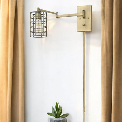 Industrial Gold Metal Wall Sconce HomeRoots