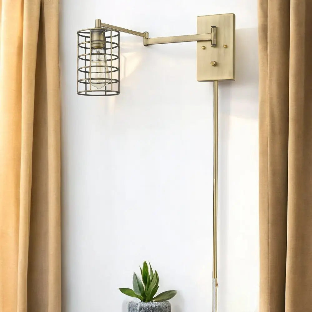 Industrial Gold Metal Wall Sconce HomeRoots