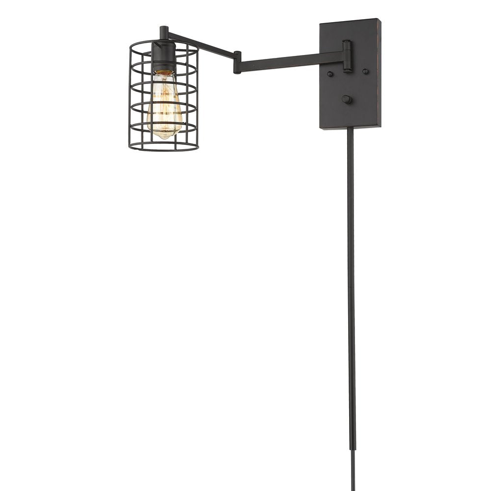 Industrial Bronze Metal Wall Sconce HomeRoots