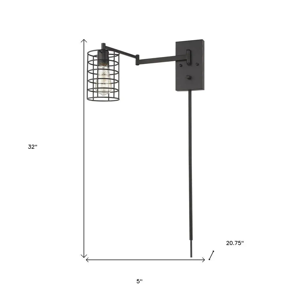 Industrial Bronze Metal Wall Sconce HomeRoots