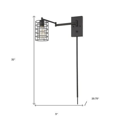 Industrial Bronze Metal Wall Sconce HomeRoots