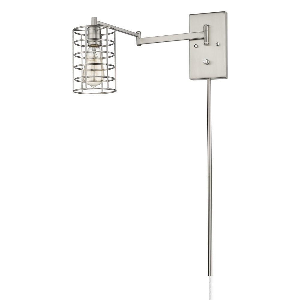 Industrial Silver Metal Wall Sconce HomeRoots