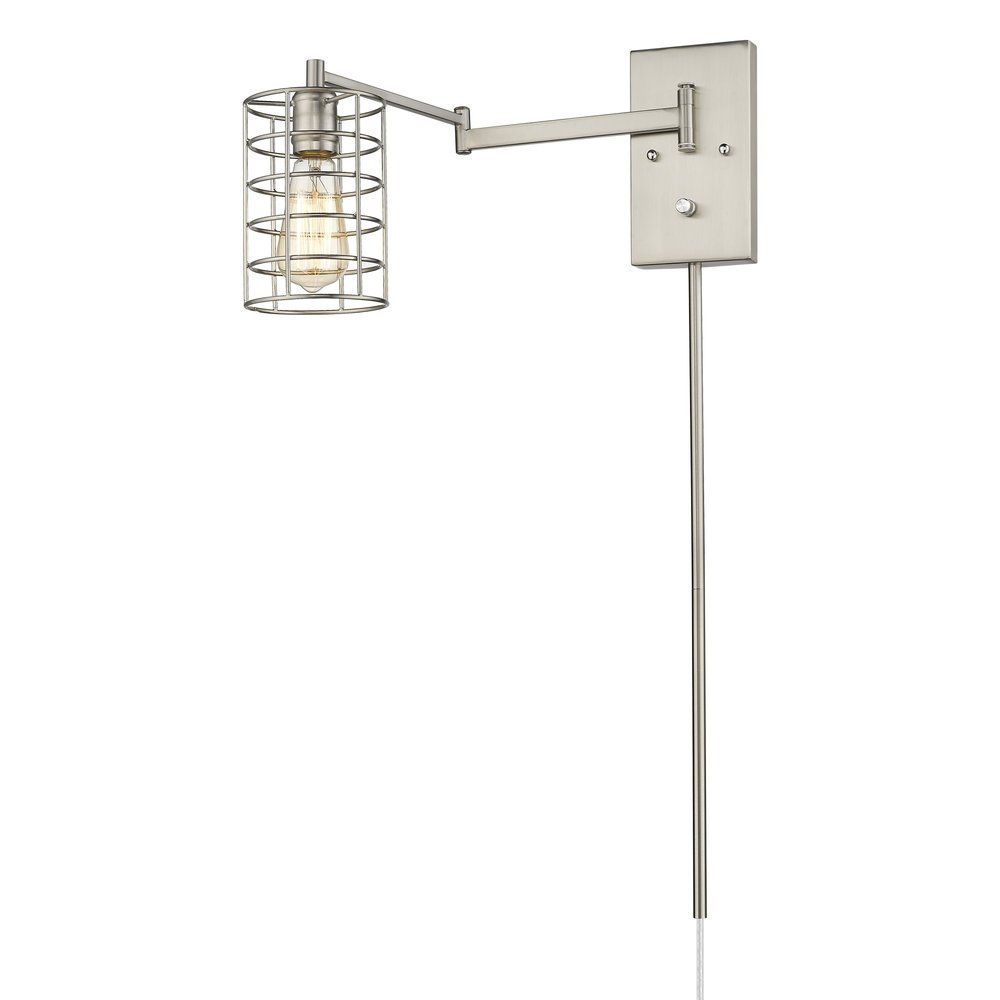 Industrial Silver Metal Wall Sconce HomeRoots