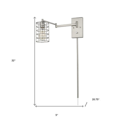 Industrial Silver Metal Wall Sconce HomeRoots