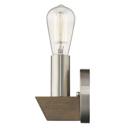 Silver Metal and Wood Wall Sconce HomeRoots