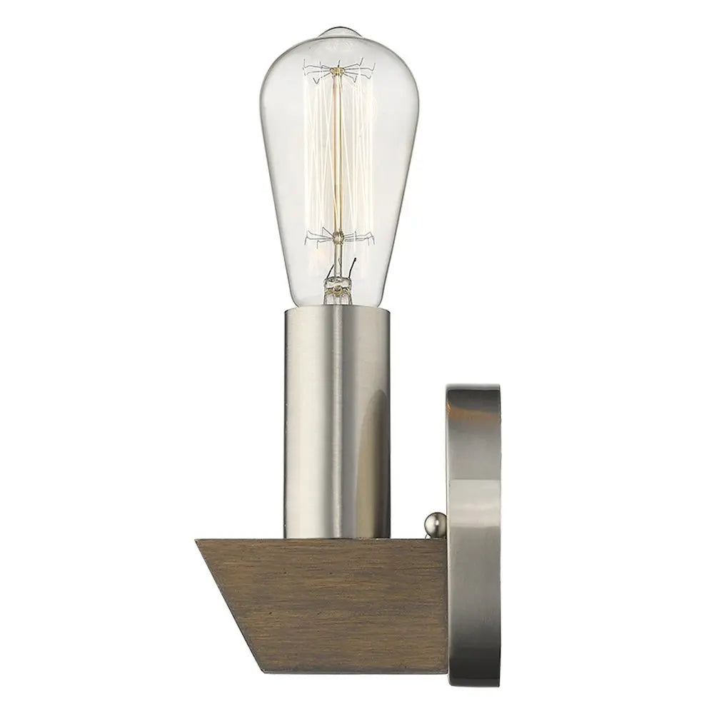 Silver Metal and Wood Wall Sconce HomeRoots