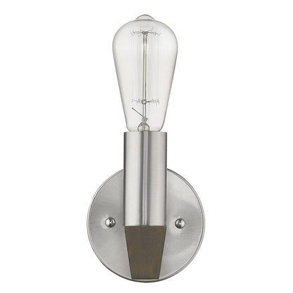 Silver Metal and Wood Wall Sconce HomeRoots