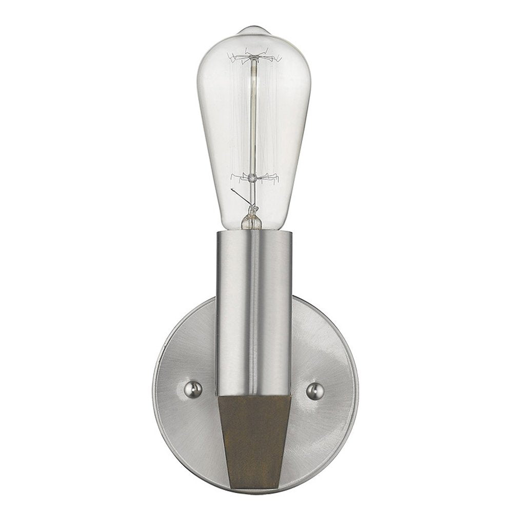 Silver Metal and Wood Wall Sconce — view 3