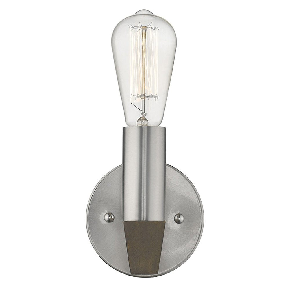 Silver Metal and Wood Wall Sconce — view 4