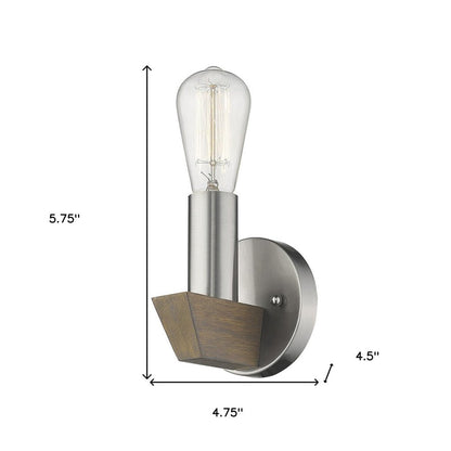 Silver Metal and Wood Wall Sconce HomeRoots