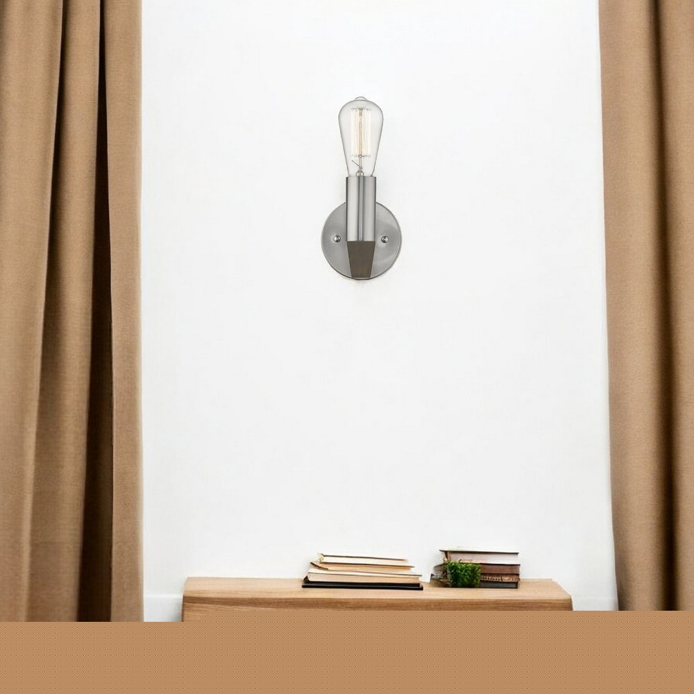 Silver Metal and Wood Wall Sconce HomeRoots